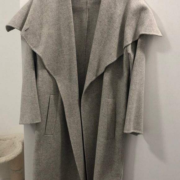 Zara Gray Drape Wool Coat - Picture 1 of 6